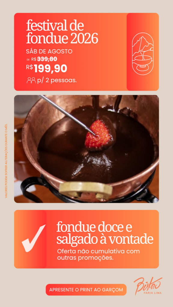 Cupom de desconto de rodizio de fondue mes de agosto aos sábados